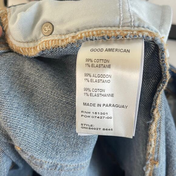 Good American Good 90s Raw Cutoff Hem Denim Shorts NWOT - Size 16 - Picture 6 of 6